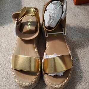 Olivia Miller Gold Espadrille Sandals